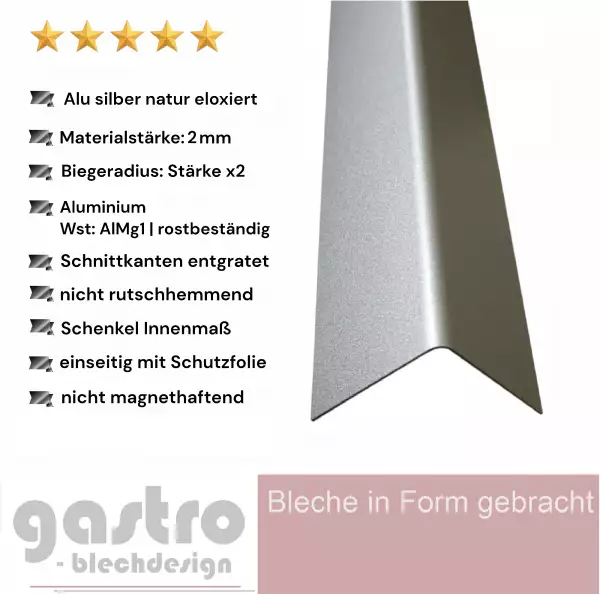 Alu Kantenschutz, silber natur eloxiert, 2,0mm